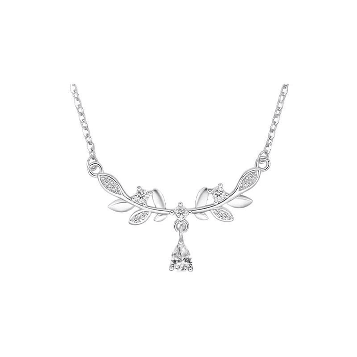 Saturday Fortune Olive Branch Silver Pendant Necklace Stylish Sweet Minimalist & Sophisticated Gift For Women 45cm*1 piece