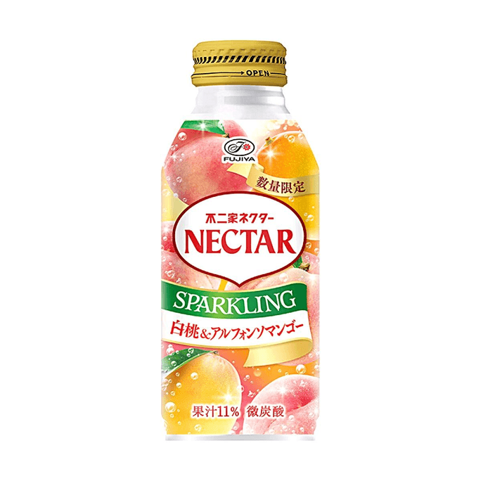 日本FUJIYA不二家 NECTAR白桃芒果味微碳酸汽水 380ml 【果汁含量11%】【微氣泡口感】