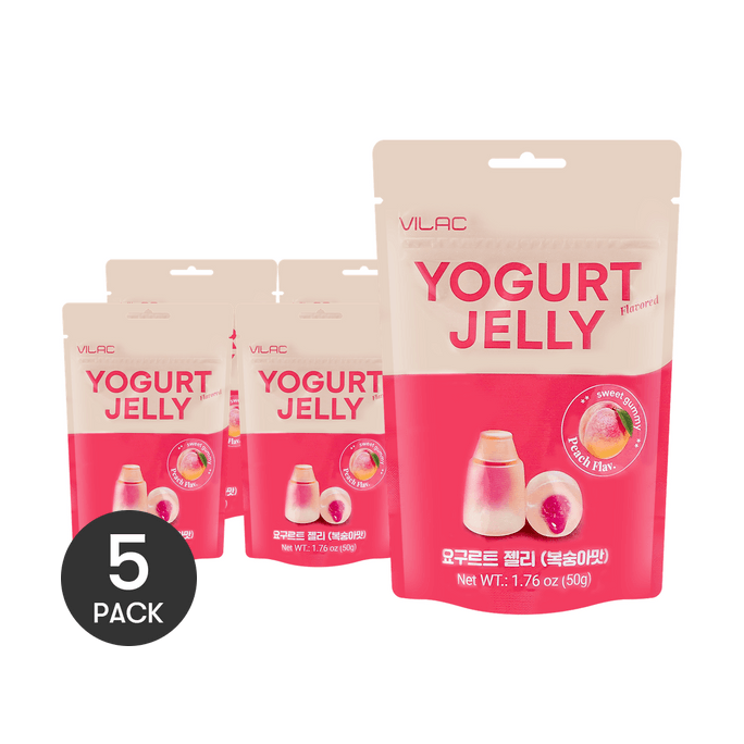 Sweet Yogurt Peach Flavor Jelly Gummy Candy,  1.76 oz *5【5 Packs】