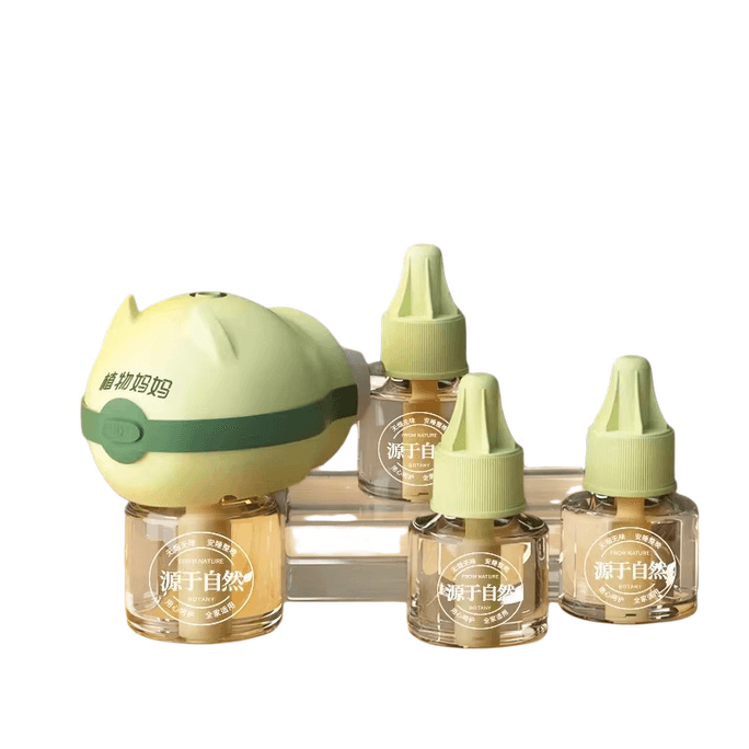 【中国直邮】 植物妈妈 电热蚊香液 补充液无味婴幼儿童定时蚊香液室内4瓶1器