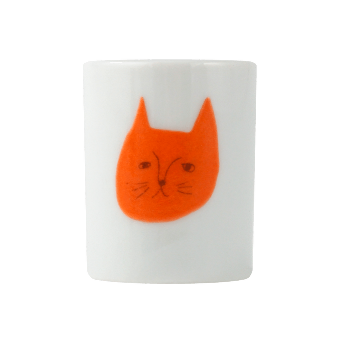 日本HAREKUTANI 晴九谷九谷烧手绘陶瓷 牙刷收纳架笔桶 橘色猫咪