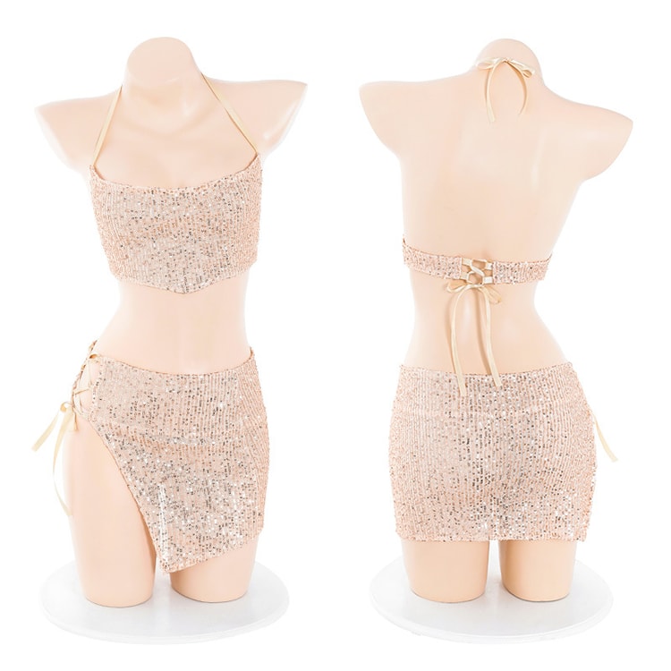 Erotica bright glitter beads nightclub split suit erotic lingerie uniform  sexy passionate - Yami.com
