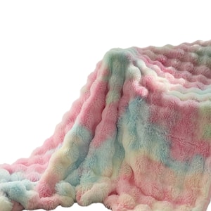 [중국 직배송] HSPM 두꺼운 따뜻한 타이다이 담요, 가을/겨울 버블 플리스, 대형 토끼털 타이다이 담요, 긴 플러시 소파 커버, 7가지 색상 타이다이, 160×200cm