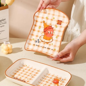 川岛屋 吐司星星人面包盘 可爱卡通陶瓷早餐盘甜品盘 7.85"