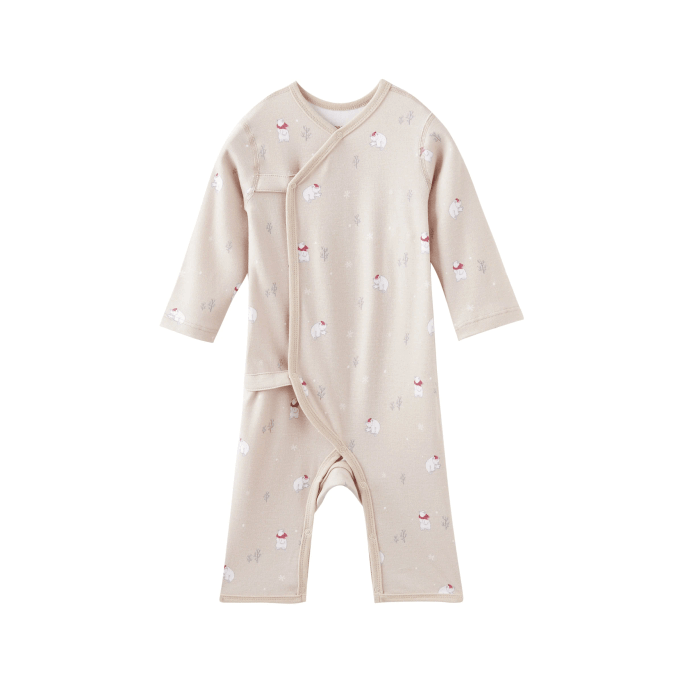 Baby Organic Kimono Sleeper-Polar Bear 0-3M
