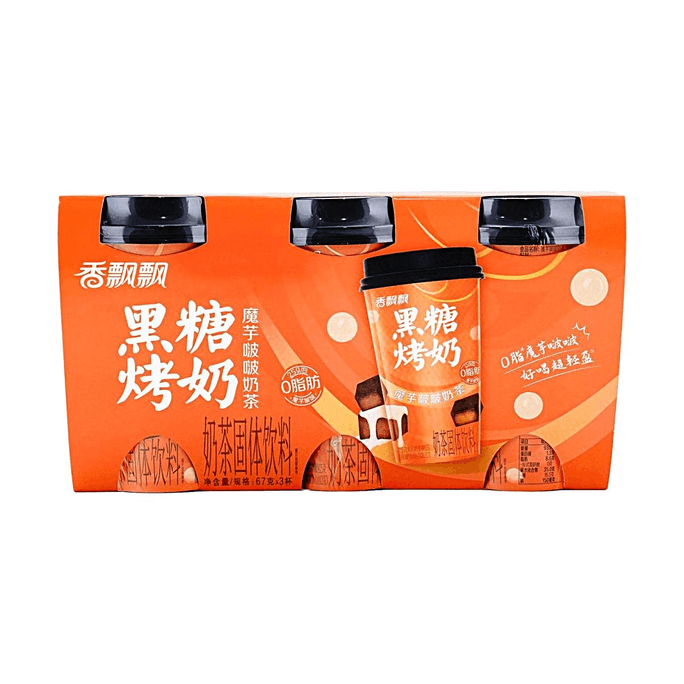 香飄飄 脆啵啵黑糖烤奶奶茶 67g*3杯【0脂魔芋啵啵 焦香濃郁】