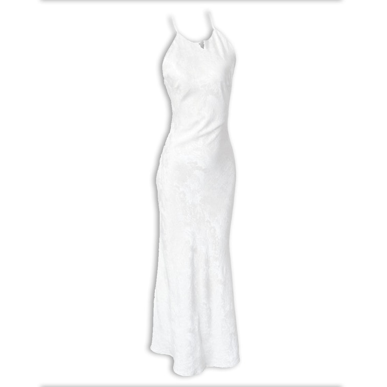 French Elegant Slim Waist Mermaid Dress Halter Long Dress Off Shoulder Sleeveless Natural Linen L 1 Piece 8