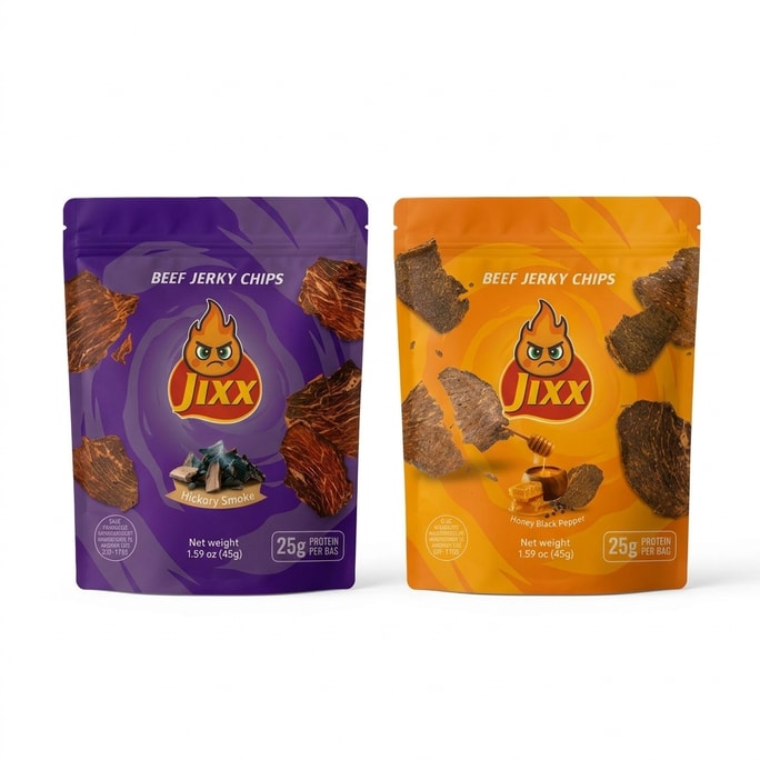 미국 Jixx USDA 인증 맛있는 뚱뚱하지 않은 소고기 스낵 허니 후추 + 훈제 2팩