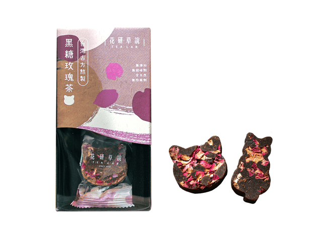 Cat Shaped Brown Rock Sugar Rose Tea 6's - Yami