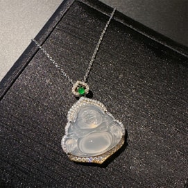 【中國直郵】 HSPM 新款荔枝凍白玉髓項鍊 佛公吊墜項鍊 F 1條