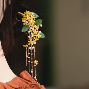 New Antique Style And Versatile Accessories Osmanthus Tassel Hairpin Osmanthus Yellow F