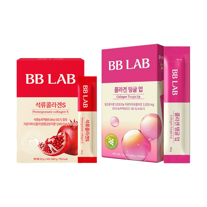 석류 S 콜라겐 젤리 스틱 브라이트닝 항산화 0.7oz*14 스틱×1 + 콜라겐 탱글업 젤리스틱 포도맛 탄력 주름개선 0.7oz*14스틱×1【2팩】