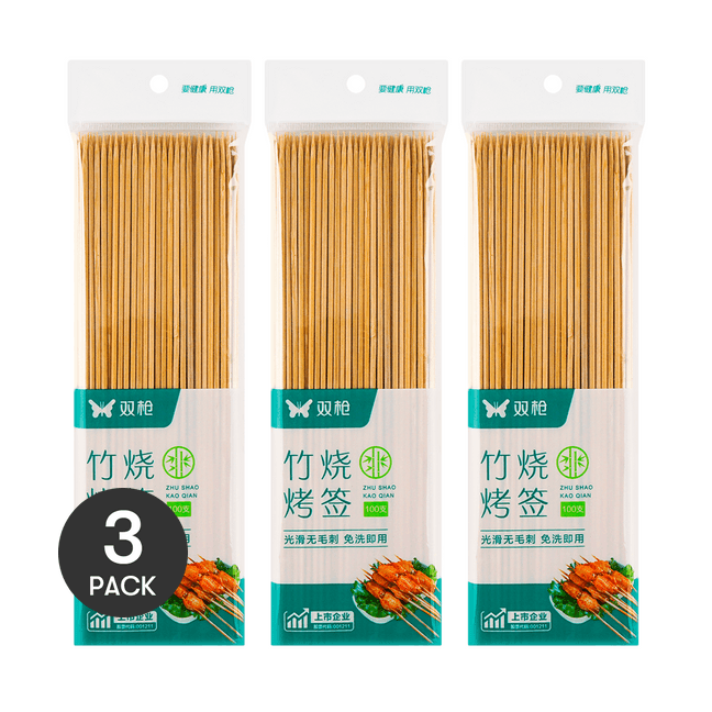 【Value Pack】Natural Bamboo Skewers for Grilling BBQ 100Ct*3