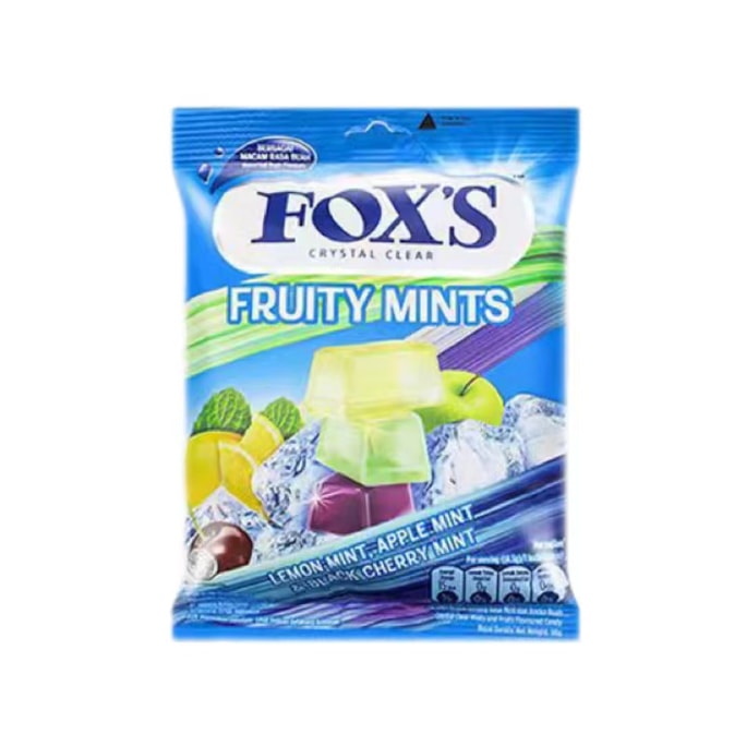 Indonesian Imported FOXS Crystal Sugar Mixed Fruit Candy Square Hard Candy Snack 90g - Fruit Mint 1 Bag
