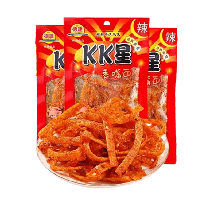 【中国直邮】 KK星 辣条湖南平江特产辣片大包辣丝麻辣面筋儿时怀旧休闲零食 36g/包*2包