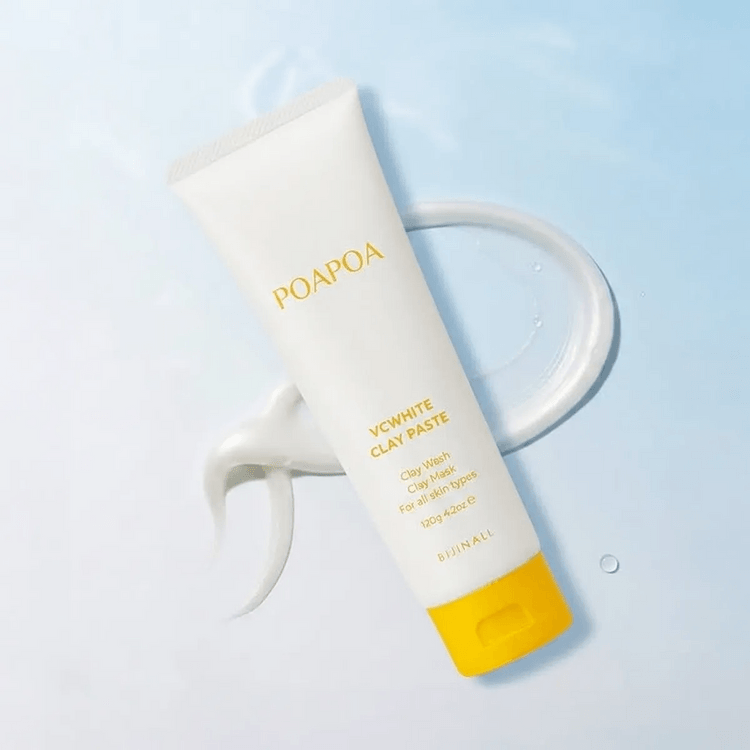 POAPOA VC White Clay Paste, 2-in-1 Clay Cleanser & Wash-Off Clay