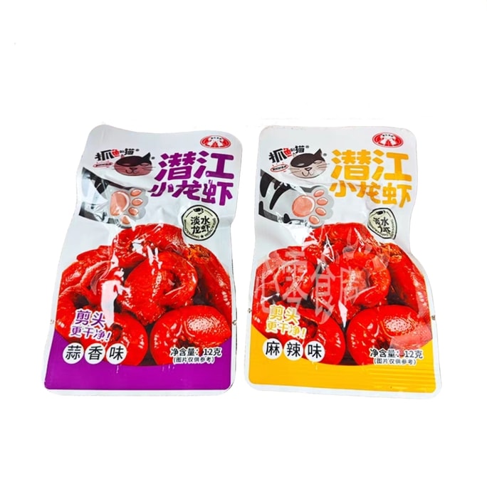 抓魚的貓 潛江小龍蝦蝦尾混合味麻辣12g*5包+蒜香12g*5包 共10包