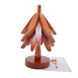 HSPM 新款一棵樹聖誕樹實木擺件加厚加大隔熱墊防燙防熱防滑不易發黴居家好物 胡桃色 3片