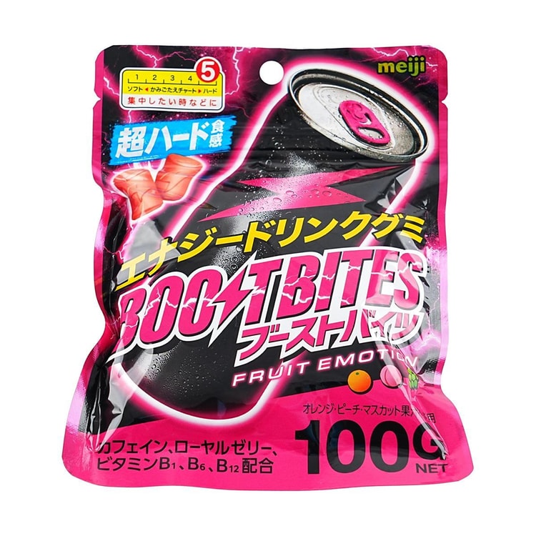 いま人気のアイテム 明治 ブースト オンス グミ、3.53 エモーション フルーツ バイツ 菓子