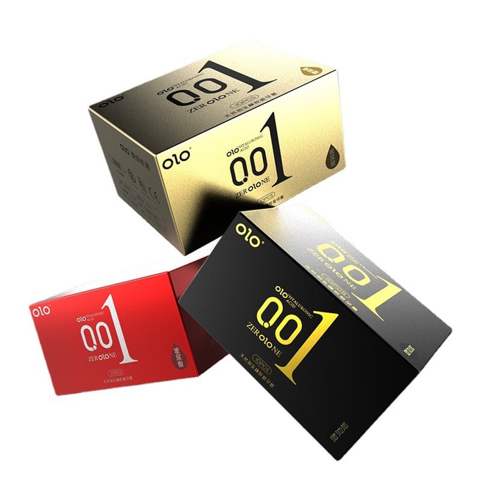[중국 직배송] OLO 히알루론산 콘돔 001 초박형 대입자 블랙 젤리박스 10팩