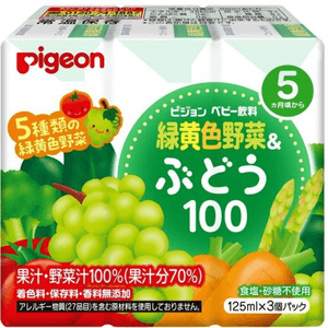 [일본 직배송] 피전 베이비 드링크 (3개입) - 녹색 및 노란색 야채 포도맛, 혼합 포도 주스, 아기에게 적합