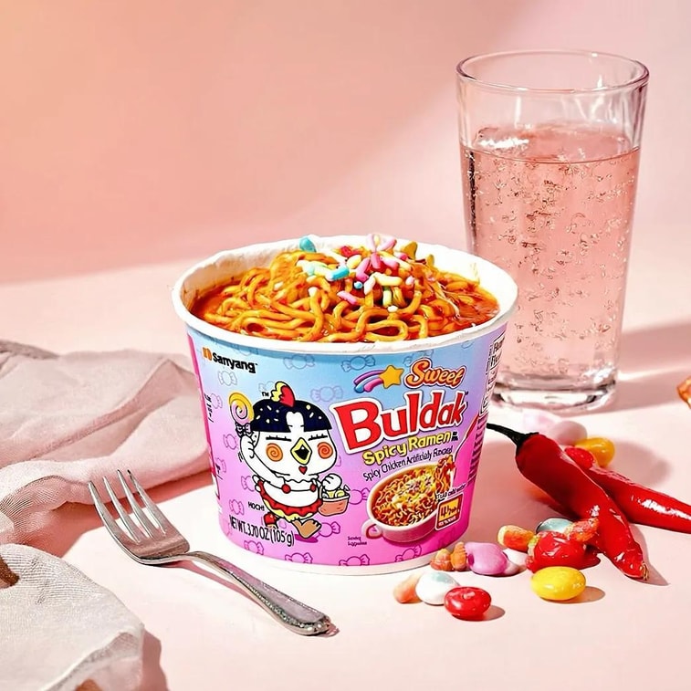 Sweet Buldak Spicy Ramen Noodles ,Spicy Chicken Artificial Flavor ,3.7 oz