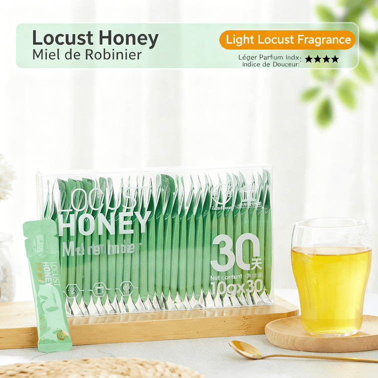 【Expédition directe du Canada】 Junxiang Miel d'acacia Miel pur naturel sauvage 300g (10gX 30p) Thé de l'après-midi Tisane Aromatisant miel ! Peut être utilisé pour préparer des boissons, cuisiner, cuire au four, ou consommer directement, emballage individuel pratique pour le bureau et la maison. Cadeau de fête. 8