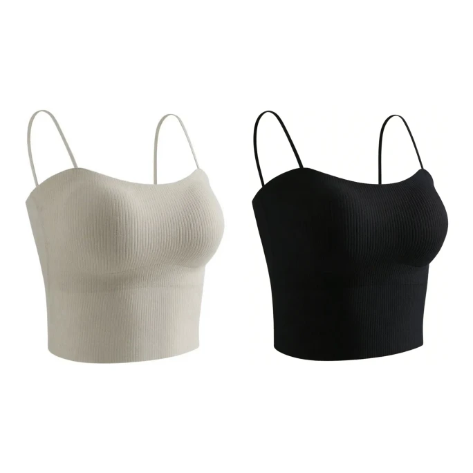 【Hong Kong Direct Mail】 SecretWorld Débardeur à bretelles, noir + gris pierre, taille L. Débardeur polyvalent sculptant, bonnet de maintien doux, technologie antibactérienne 10A rafraîchissante, UPF50+. Réduit les graisses sous les aisselles, prévient l'expansion latérale. Polyvalent pour intérieur et extérieur.