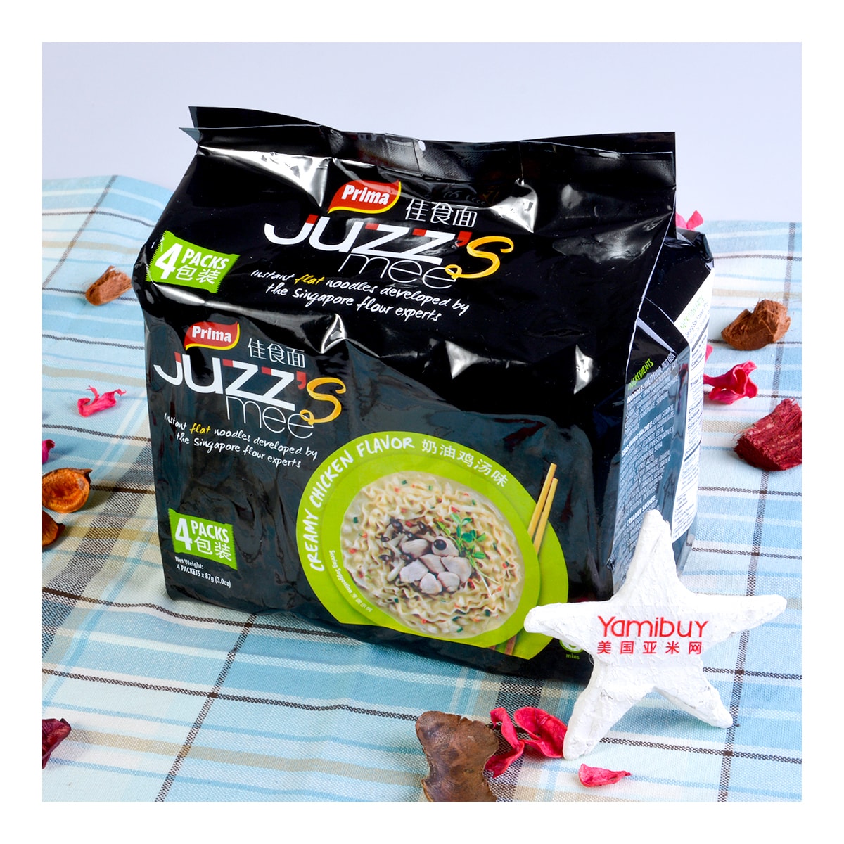 PRIMA TASTE PRIMA Juzz's Mee Creamy Chicken Flat Noodles 87g*4