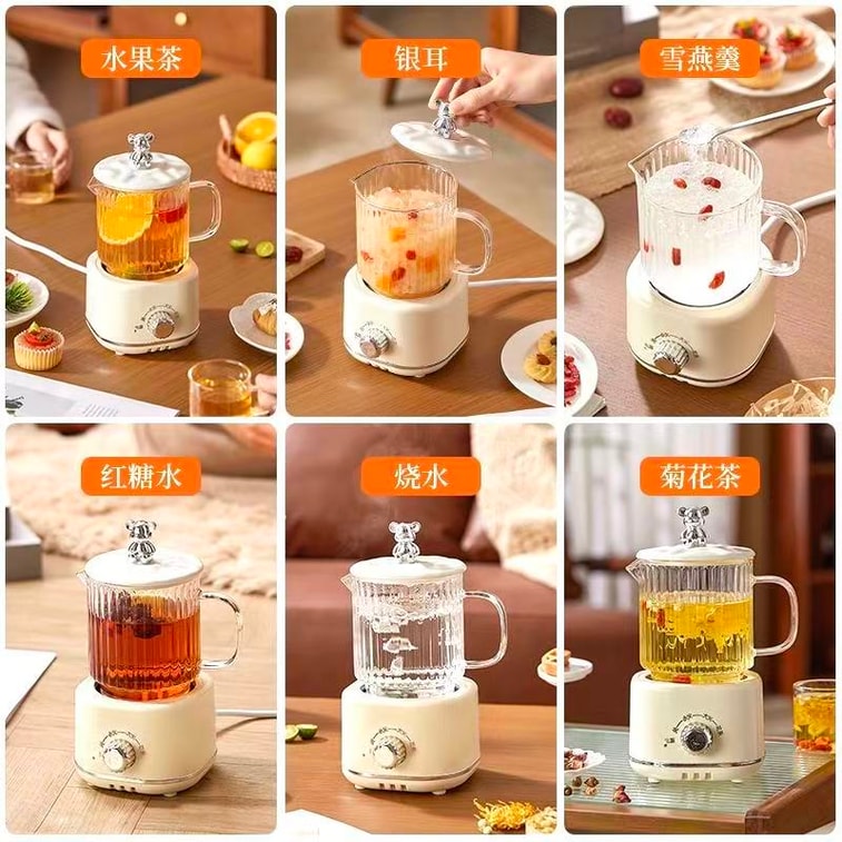 スティッチ ヘルスポット 1000ML [フルーツティー、菊花茶、シロキクラゲスープ、ツバメの巣スープ、離乳食用お粥、レモンティー、アップルウォーター、黒糖水] 高ホウケイ酸ガラス、お茶の淹れ方とヘルスポットのギフトセット、米国規格110V、スタイリッシュな電気ケトル、3段階スピード調整、#CreamyStyle、360Wスロークッキングパワー、ギフトボックスギフトセット 4