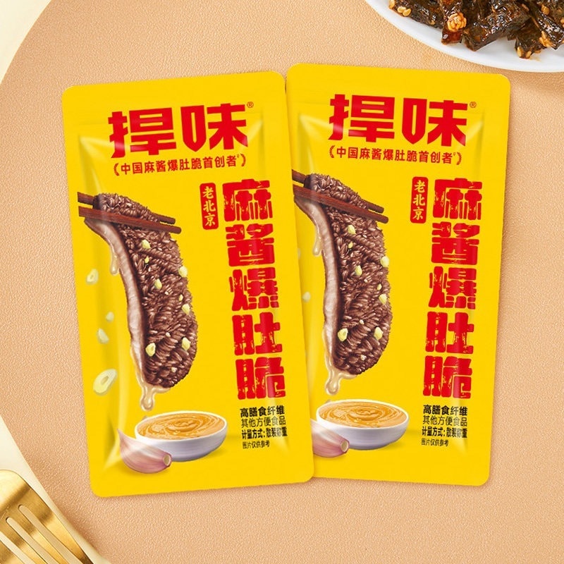 香氛 麻醬麻油蒜香肥汁味爆肚脆素毛肚零食混合口味100g(10g*10包)