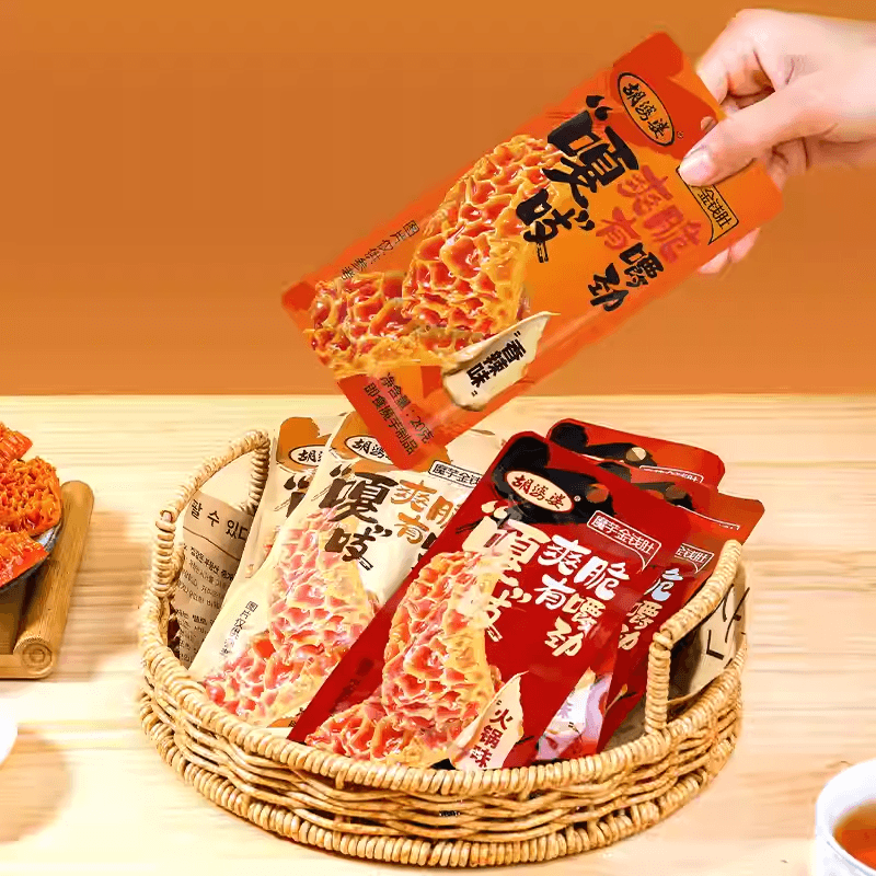 【中国直邮】 胡婆婆 四川 火锅味(400g)20袋 质感盒装魔芋金钱肚素毛肚素食