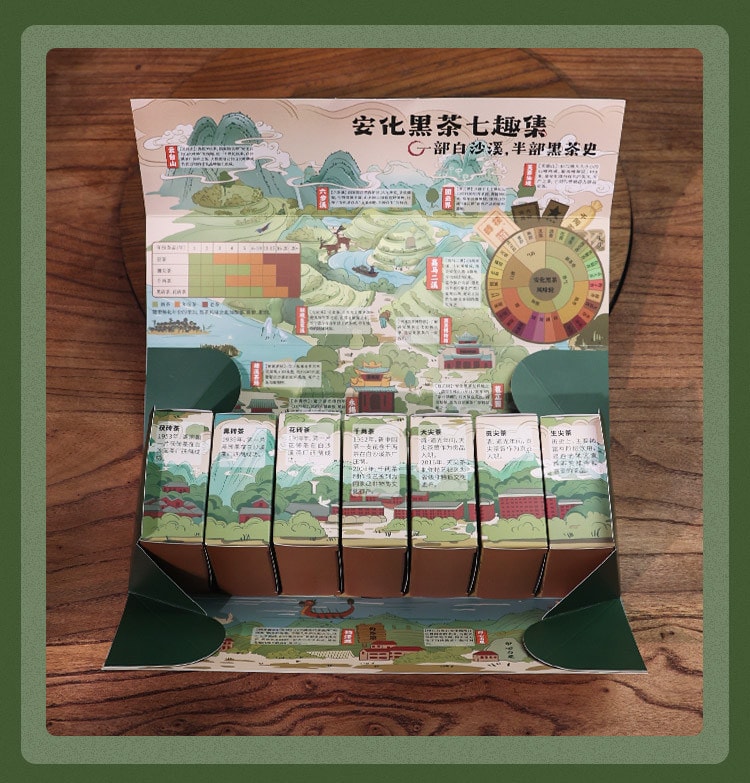  白沙溪 【美國現貨秒發】 安化黑茶風味品鑑禮盒 匠心品質 一次品嚐全品類七種安化黑茶 七趣集 驅寒溫潤 養胃消食 新年送禮 附贈風味手冊 黑茶入門必選 200克