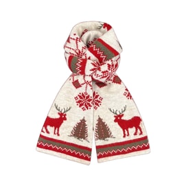 【中國直郵】 HSPM 聖誕圍巾女紅色聖誕樹麋鹿氛圍感保暖百搭圍脖 米色-麋鹿 一個