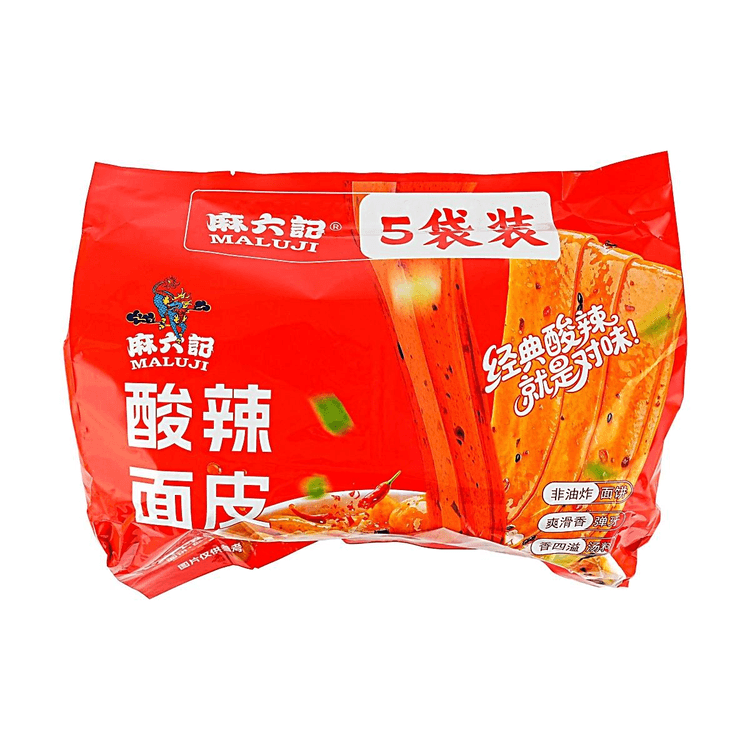 MALIUJI Broad Noodles, Sour and Hot Flavor,5 Packs 16.76 oz 【Non