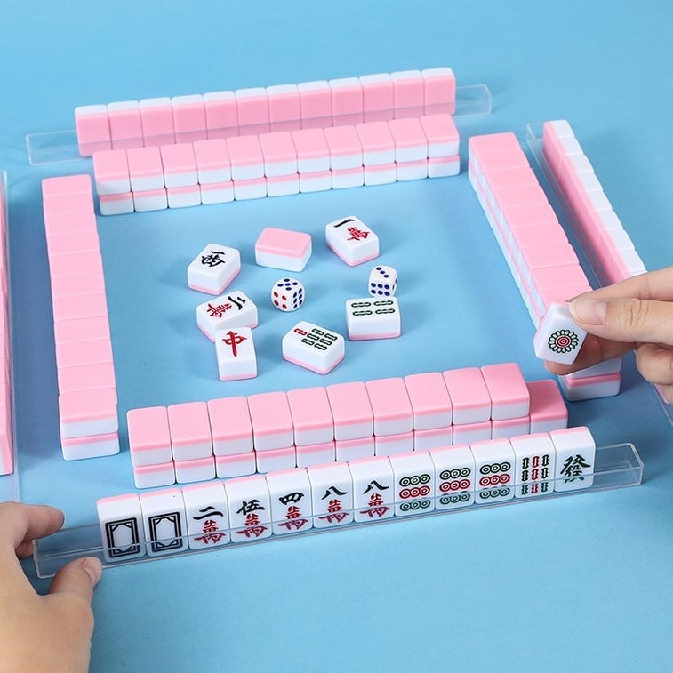 Ensemble de jeu de Mahjong traditionnel portable – Mini ensemble de mahjong de voyage – pour femmes, hommes, débutants, fête, extérieur, camping