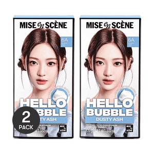 Hello Bubble Hair Dye, Easy Hair Coloring, 3.52 oz. #6A Dusy Ash【2 Boxes of Medium-Long Hair Value Pack】