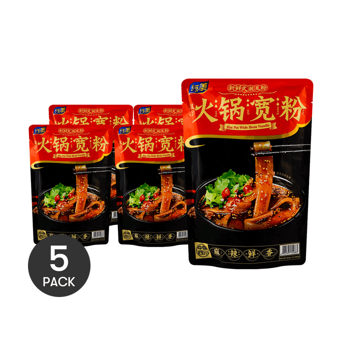 Wide Sweet Potato Glass Noodles - Spicy Hot Pot Mix, 9.32oz*5【5 Packs】