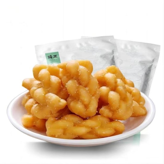 【中国直邮】 琦王 小麻花 休闲零食 400g 小吃 特产 办公室 解馋 网红 老式 糕点 手工 蒜香麻花