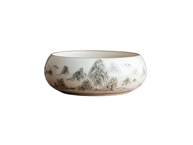 中国直送】一品仟堂 千里江山汝窑茶洗 19.7*6.4cm - Yami