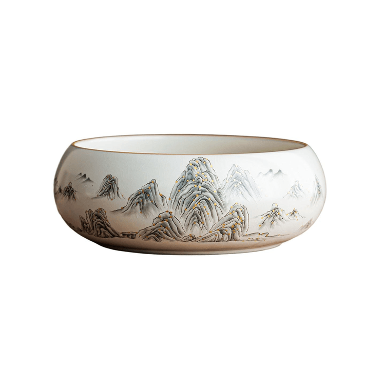 中国直送】一品仟堂 千里江山汝窑茶洗 19.7*6.4cm - Yami