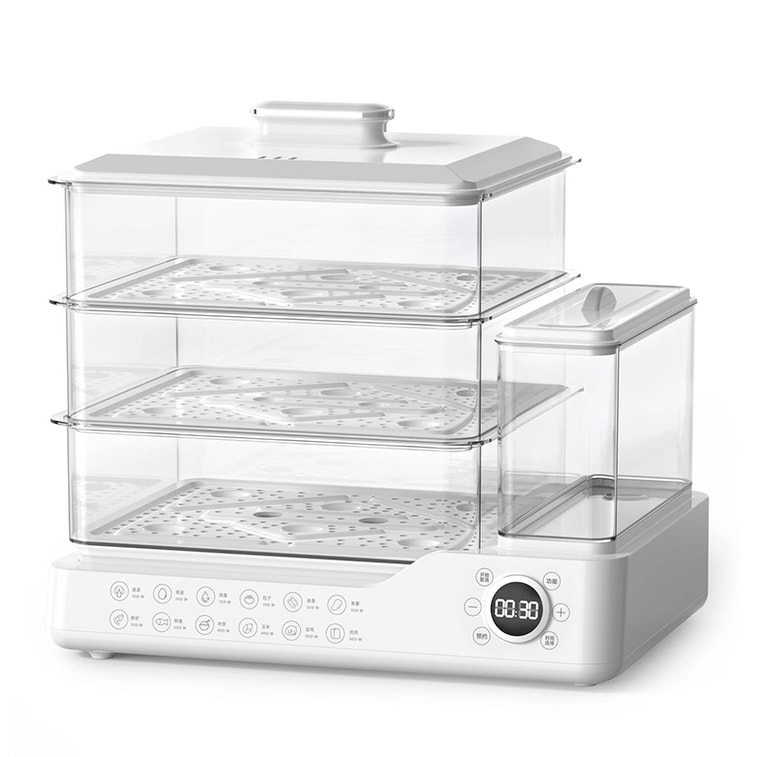 Electric steamer electric steaming basket stew and steam integrated 110V three layer large capacity 24L white 1 pack 3