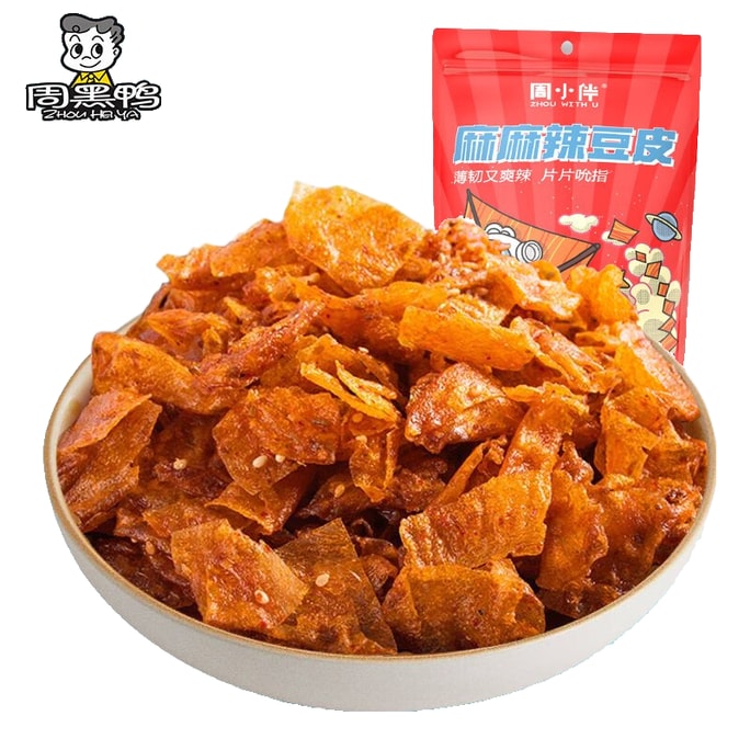 【中國直郵】 週黑鴨 周小伴 麻辣豆皮 手撕大刀肉辣條辣片麻辣味休閒零食小吃60g