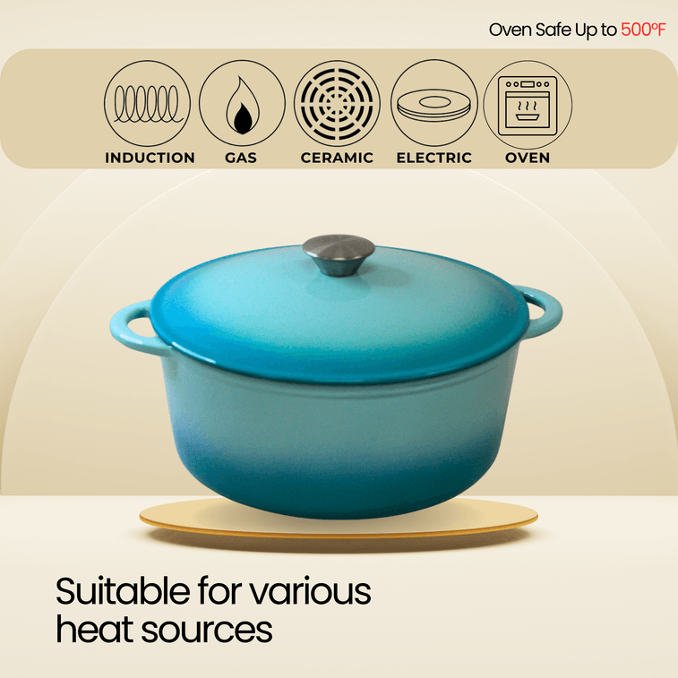 美国 西纳蒙 铸铁珐琅锅26cm (4.5QT) 水蓝色 家用多功能炖盅焖烧煮炖煲锅 天然微压 细煮慢炖 不挑炉灶 6