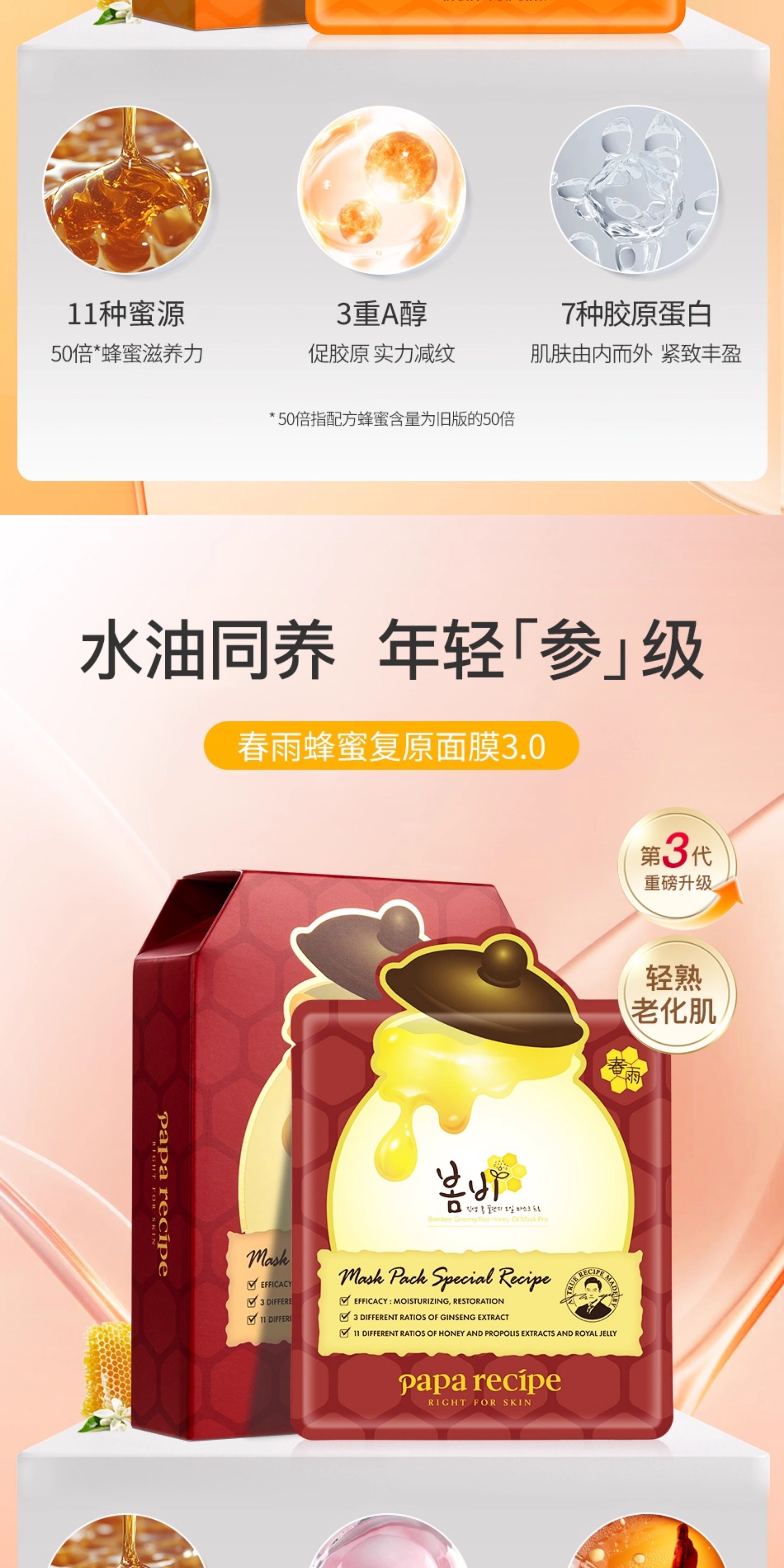 Spring Rain Honey Pot Mask - B5 Barrier Repair Hyaluronic Acid Deep Hydration Emergency Rescue for Dullness from Late Nights Gentle on Sensitive Skin Hydration & Moisture | Advanced Nourishment 6 shee