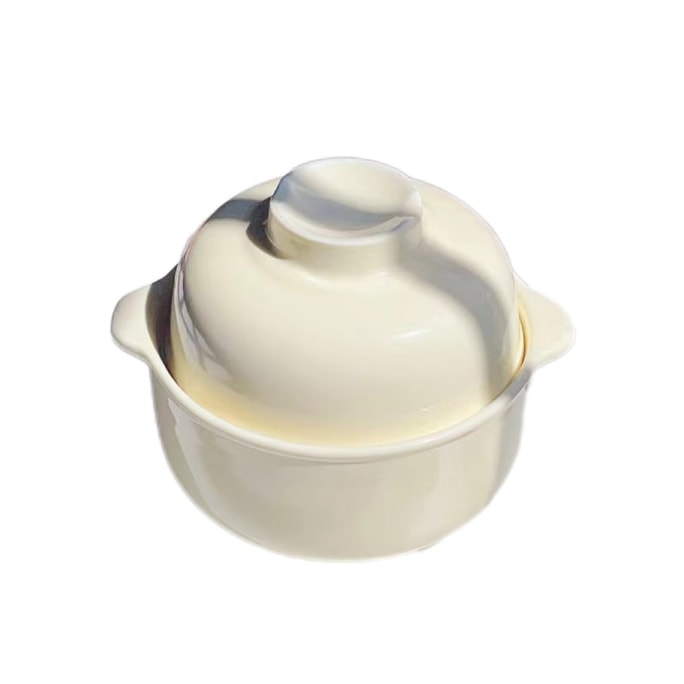 日式奶fufu陶瓷泡面碗带盖学生宿舍方便面碗饭碗#奶油色1件入