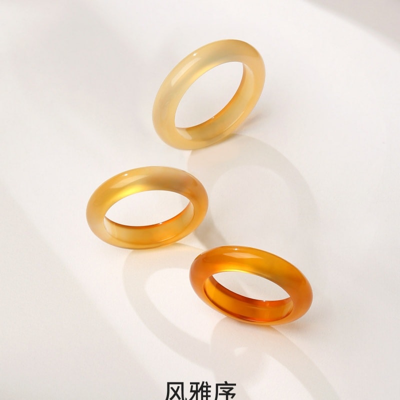 【中国直邮】 周大生 蜜糖玉石玉髓戒指高级食指戒国风手饰生日礼物送女友 全糖 11号一个装 (限量两个)