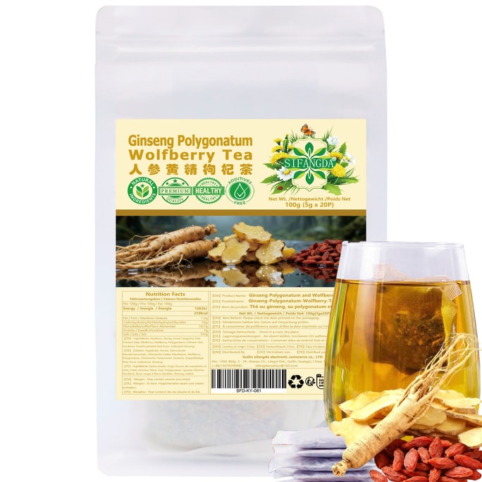 【Canada Direct Mail】Sivanda Ginseng, Astragalus, and Goji Berry Tea 100g (5g x 20 bags) For Men's Vitality and Wellness, Daily Brewed Tea for Replenishing Energy and Nourishing the Body, Suitable for All Seasons.