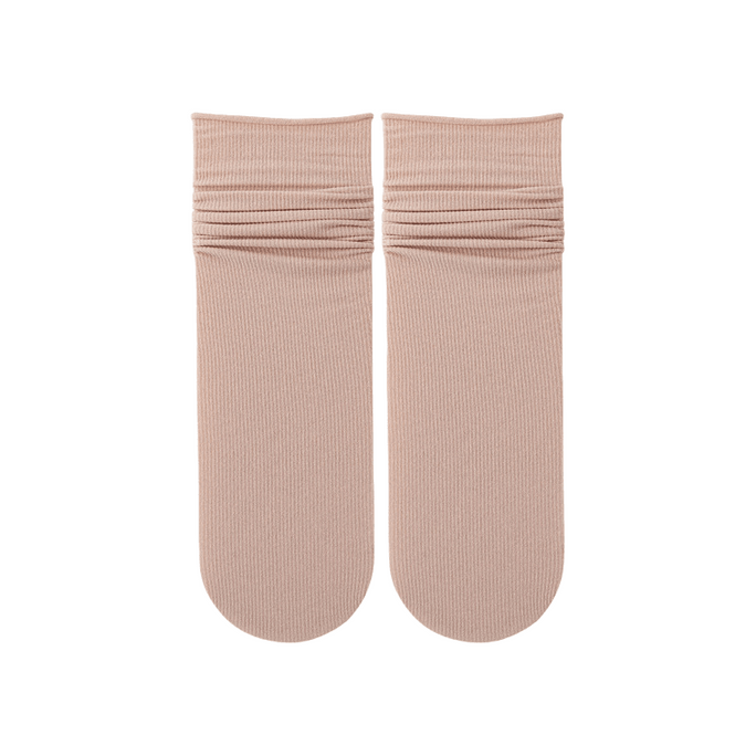 【中国直邮】 宝娜斯 堆堆袜子 吸汗轻薄透气中筒袜 浅紫色均码 3双