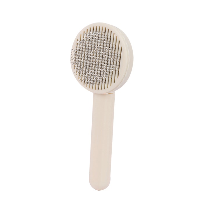 【中國直郵】尾大的喵 寵物按摩刷 寵物除毛清潔器 奶白色 寵物用品